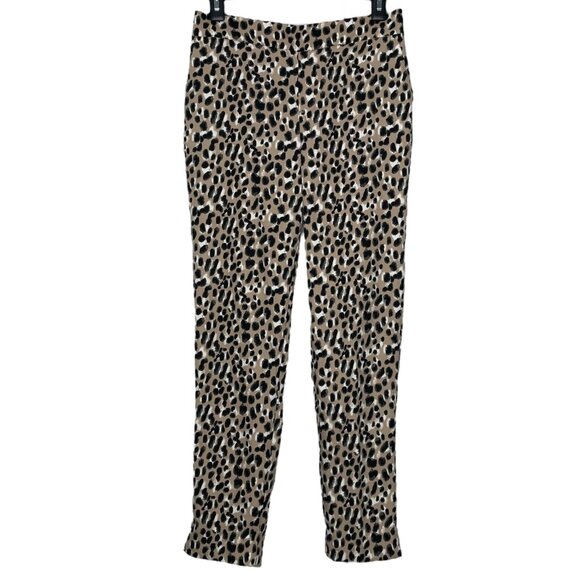 Banana Republic Womens Hayden Pants Size 2 Pull On Ankle Slit Animal Print - Picture 1 of 10